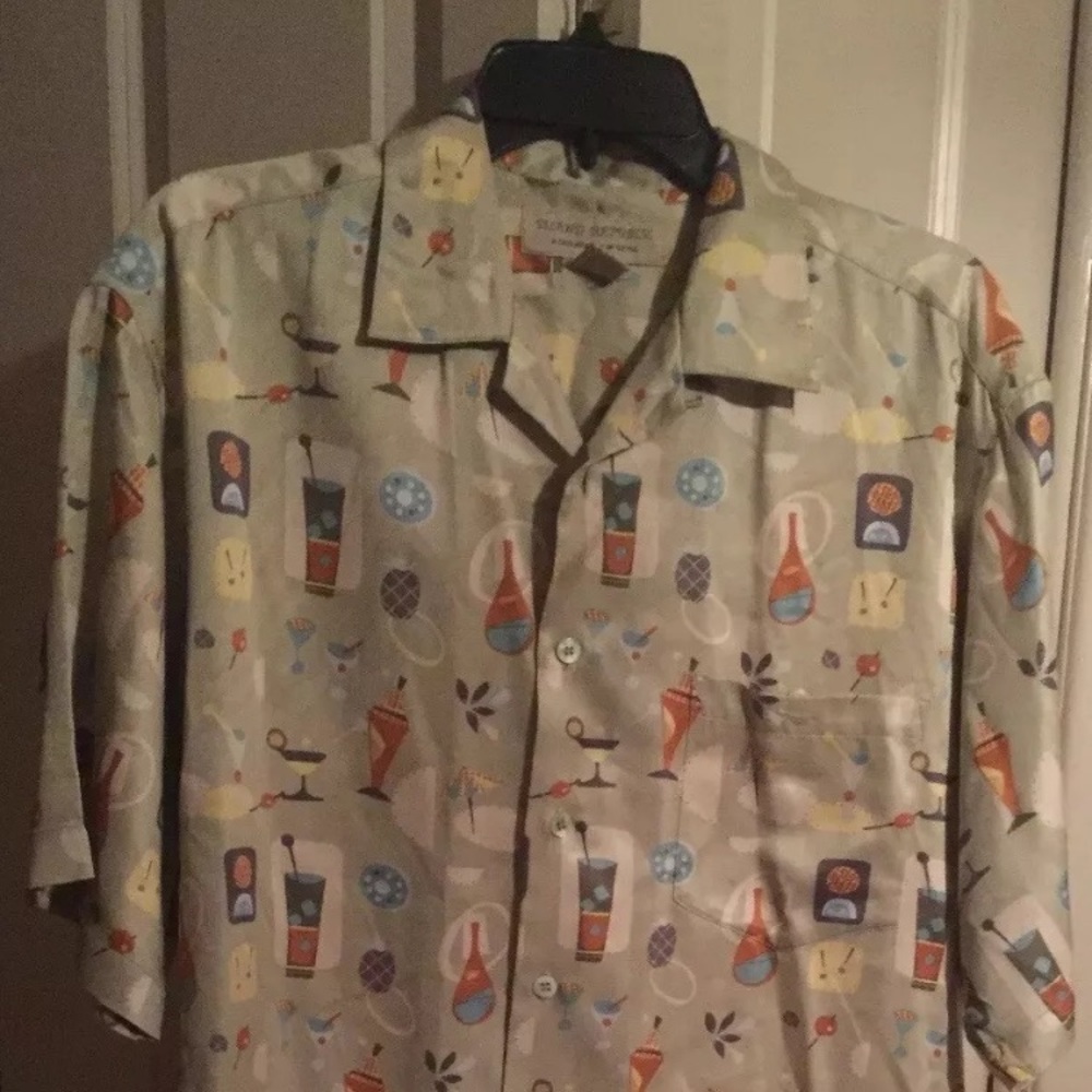Island Republic Green Pure Silk Hawaiian Shirt SzM